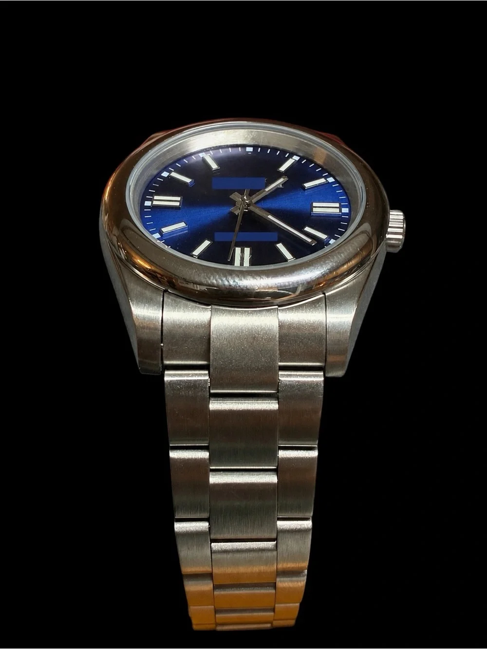 Men’s R. Watch Silver - Tone Band Blue Sapphire Dial